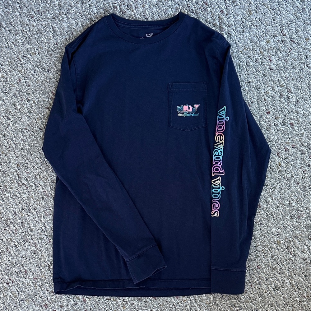 Vineyard Vines Dark Blue Long Sleeve with Multicolor Logo